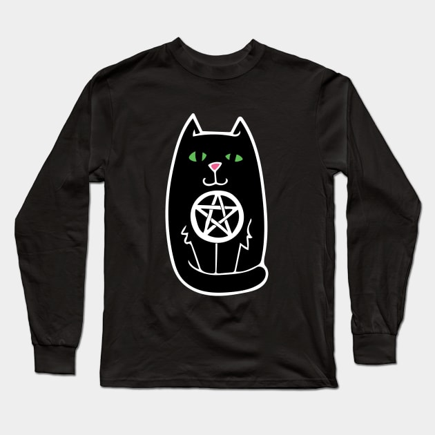 Witchy Cat Long Sleeve T-Shirt by bubbsnugg